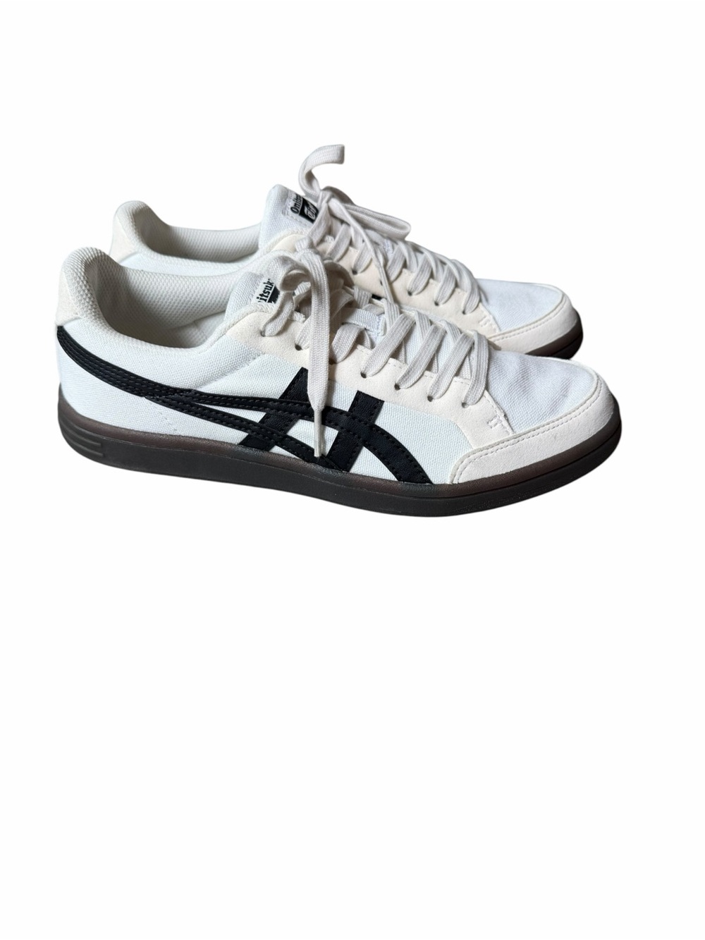Onitsuka Tiger White Cream and Black Canvas Sneakers